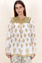 Modal Silk Peasant Top In Floral Block Print